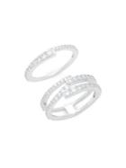 Nadri Rhodium-plated And Cubic Zirconia Ripple Stacked Ring