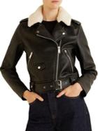 Mango Cazadora Faux Shearling-trimmed Faux Leather Jacket