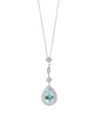 Effy Diamond, Aquamarine And 14k White Gold Pendant Necklace