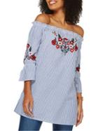 Dorothy Perkins Embroidered Floral Stripe Tunic
