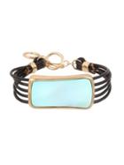 Lord Taylor Moonrise Blue Mother-of-pearl, Crystal And Leather Bracelet