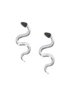 Lucky Brand Talisman Trends Silvertone & Black Agate Snake Drop Earrings