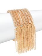Panacea Fringed Layered Goldtone Stretch Bracelets