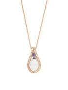 Lord & Taylor 14k Rose Gold Diamond, Tanzanite And Opal Pendant Necklace