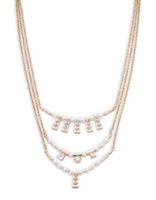 Kensie Faux Pearl And Crystal Multi-strand Necklace