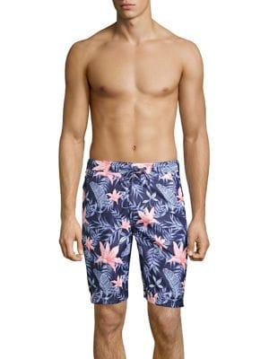 Black Brown Tropical Swim Shorts