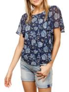 Lucky Brand Floral Flounce Sleeve Top