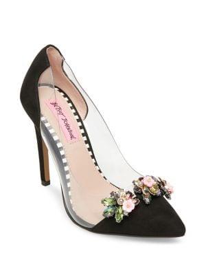 Betsey Johnson Jane Embellished Suede Pumps