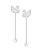 Swarovski Iconic Swan Rhodium-plated Chain Earrings