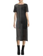 Calvin Klein Stripe Sheer Midi Dress