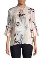 Karl Lagerfeld Paris Floral Ruffled Bell Sleeve Blouse