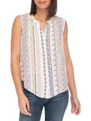 B Collection By Bobeau Fiona Printed Crepe Blouse