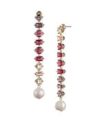 Carolee Goldtone, 12mm Freshwater Pearl & Ombre-stone Linear Drop Earrings