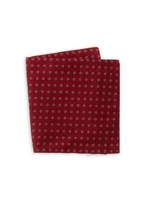 Black Brown Geometric-print Cotton Pocket Square