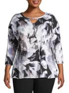 Calvin Klein Performance Plus Plus Printed Keyhole Top