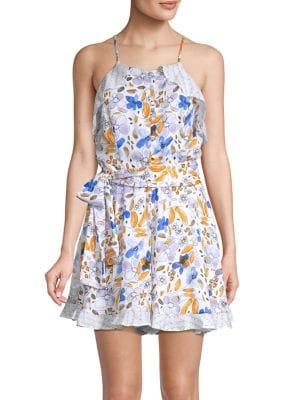 Paper Crown Floral-print Ruffle Romper