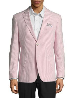 Tallia Orange Mason Slim-fit Stripe Seersucker Suit Jacket