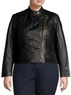 Michael Michael Kors Plus Cropped Leather Moto Jacket