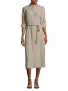 T Tahari Button-front Embroidered Dress