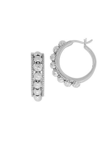 Lord & Taylor Diamond And Sterling Silver Hoop Earrings/1-inch