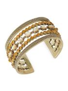 Lucky Brand Goldtone, Mother Of Pearl And Epoxy Stone Statement Cuff Bracelet