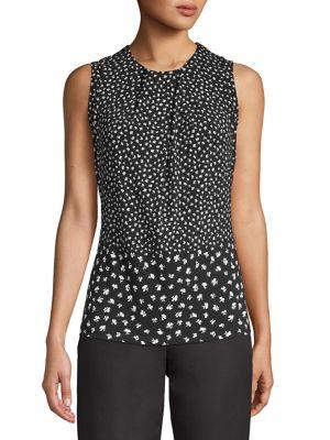 Karl Lagerfeld Paris Floral Foldover Knit Blouse