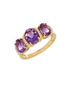 Lord & Taylor Andin Amethyst And 0.053 Tcw Diamond 14k Yellow Gold Oval Ring