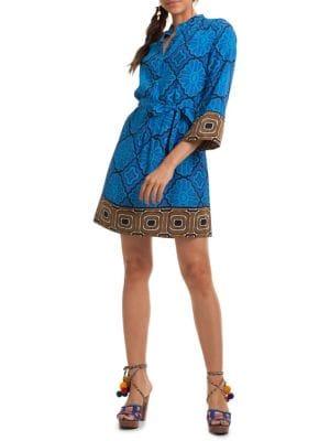 Trina Turk Found In Translation Tejano Silk Tie-front Dress