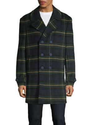 Tommy Hilfiger Plaid Wool-blend Peacoat