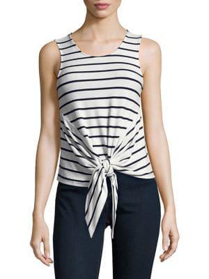 Design Lab Striped Tie-front Top