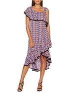Rafaella Printed One-shoulder Ruffle Dress