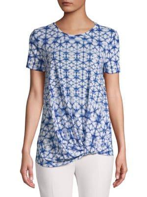 Lord & Taylor Petite Twist Knotted Printed Top