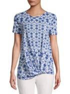 Lord & Taylor Petite Twist Knotted Printed Top