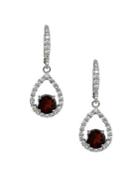 Lord & Taylor Sterling Silver And Garnet Pave Drop Earrings