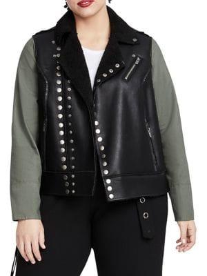 Rachel Rachel Roy Plus Studded Moto Combo Jacket