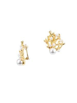 Kenneth Jay Lane Faux Pearl Clip Earrings