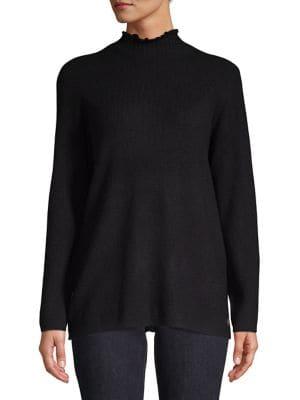 Calvin Klein Ruffle Trim Mock Neck Sweater