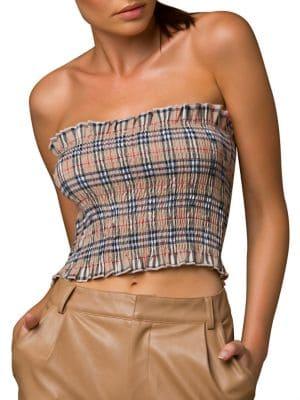 Tiger Mist River Strapless Fitted Cropped Top