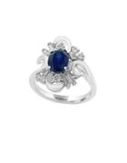 Effy Royale' Bleu Diamond, Sapphire & 14k White Gold Ring