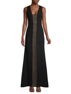 Bcbgmaxazria Lace Panel Sleeveless Gown
