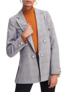 Miss Selfridge Faux Pearl Checkered Double-breasted Blazer
