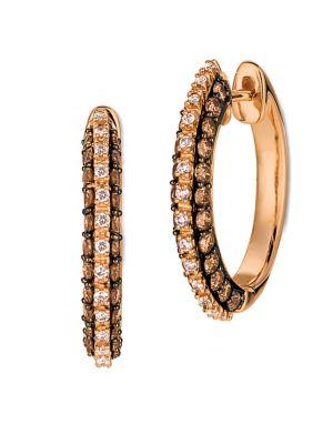 Le Vian Chocolatier Chocolate Diamonds, Vanilla Diamonds And 14k Strawberry Gold Hoop Earrings