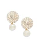 Kate Spade New York Pave Crystal And Simulated Faux Pearl Double Bauble Stud Earrings