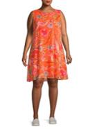 Calvin Klein Plus Floral Sleeveless Trapeze Dress
