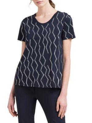 Donna Karan Printed Short-sleeve Cotton Tee