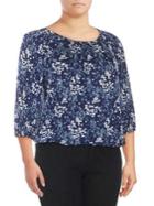 Michael Michael Kors Plus Floral Three-quarter-sleeve Top