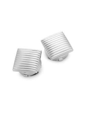 Black Brown Ribbed Square Button Cufflinks
