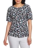 Chaus Graceful Blooms Bud Jubilee Ruched Top