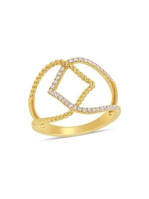 Sonatina 14k Yellow Gold & Diamond Open Crossover Ring