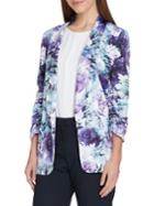 Tahari Arthur S. Levine Ruched-sleeve Floral Shawl Jacket